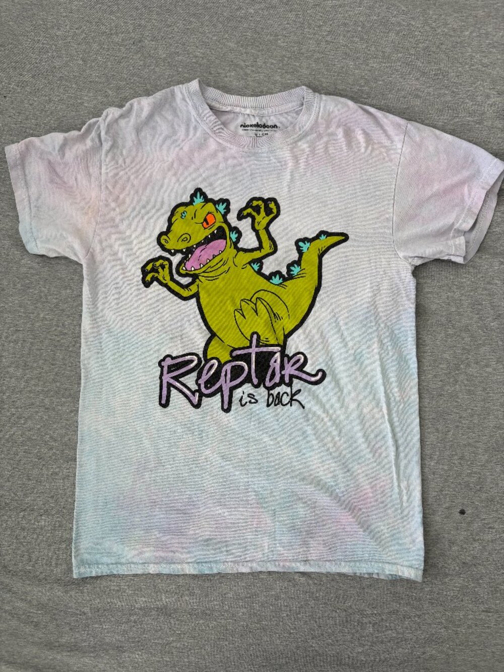 Rugrats Reptar Graphic Tee Mens S Pastel Tie Dye Nickelodeon Flawed As Is